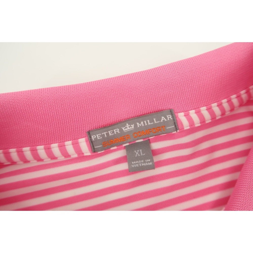 Peter Millar Summer Comfort‎ Polo Shirt Mens XL Pink Striped Golf Performance - Picture 3 of 10